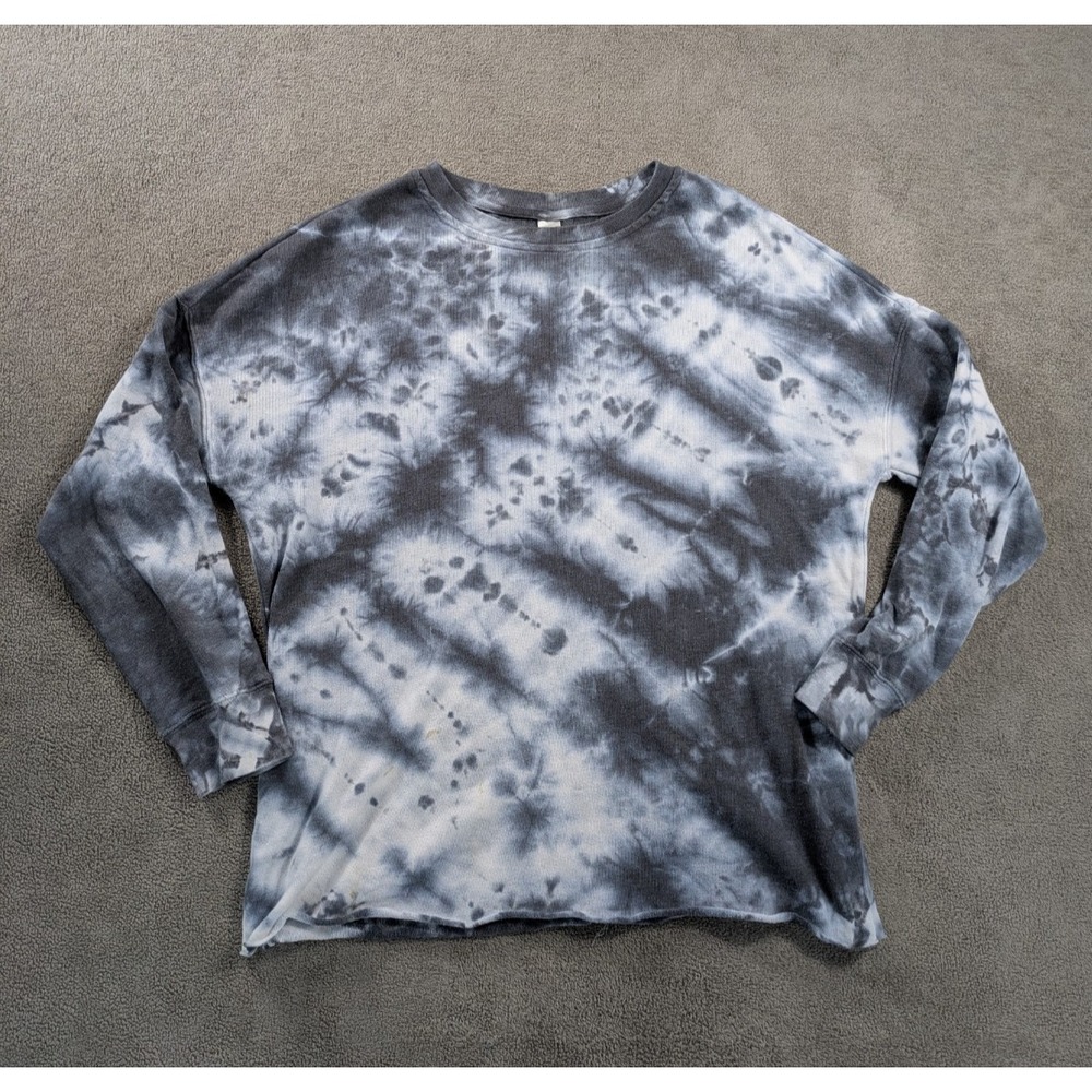 Green Tea Sweatshirt Womens Size Small Black, White and Gray Tie Dye Long Sleeve